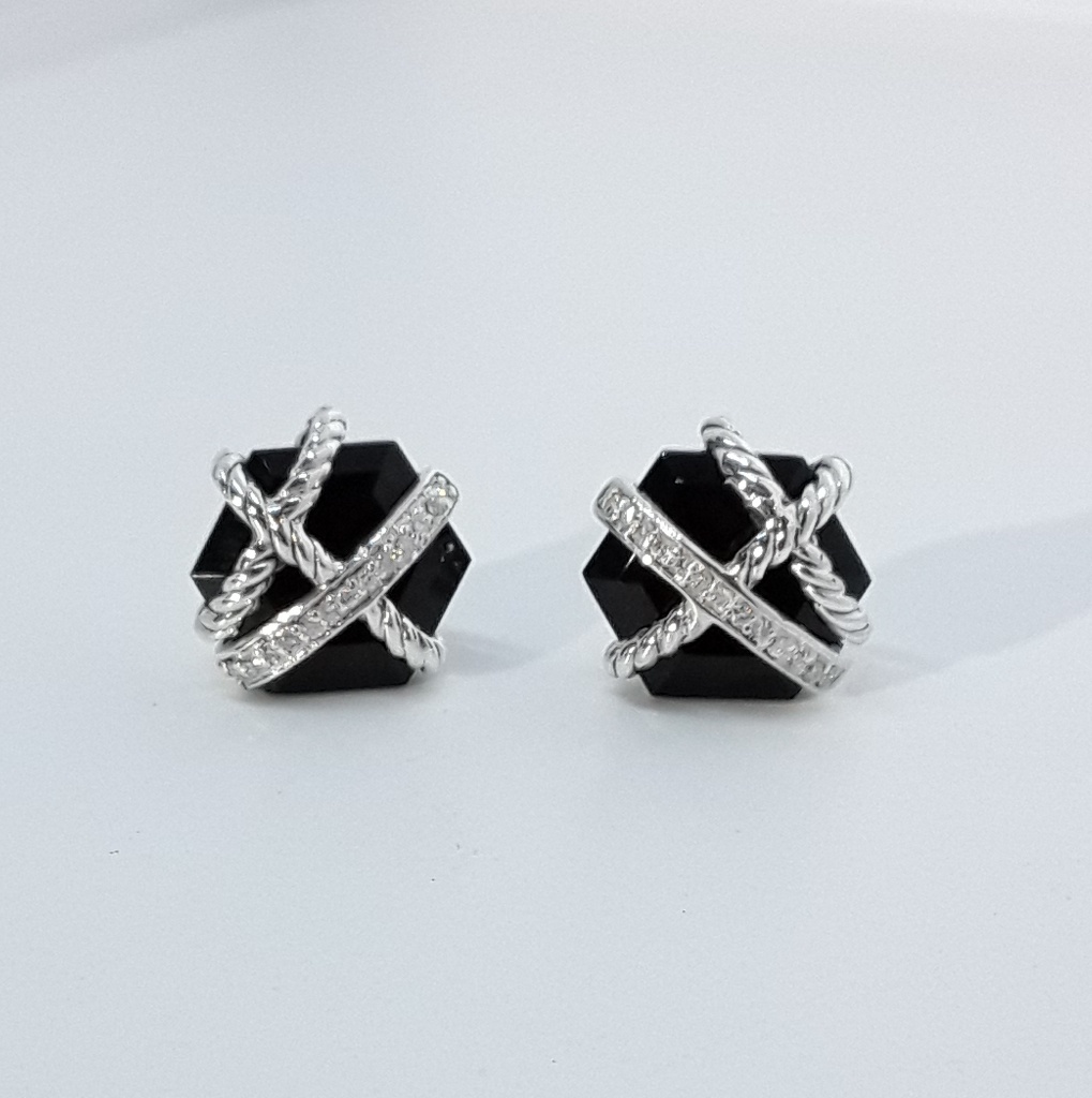 David Yurman Cable Wrap Earrings Black Onyx